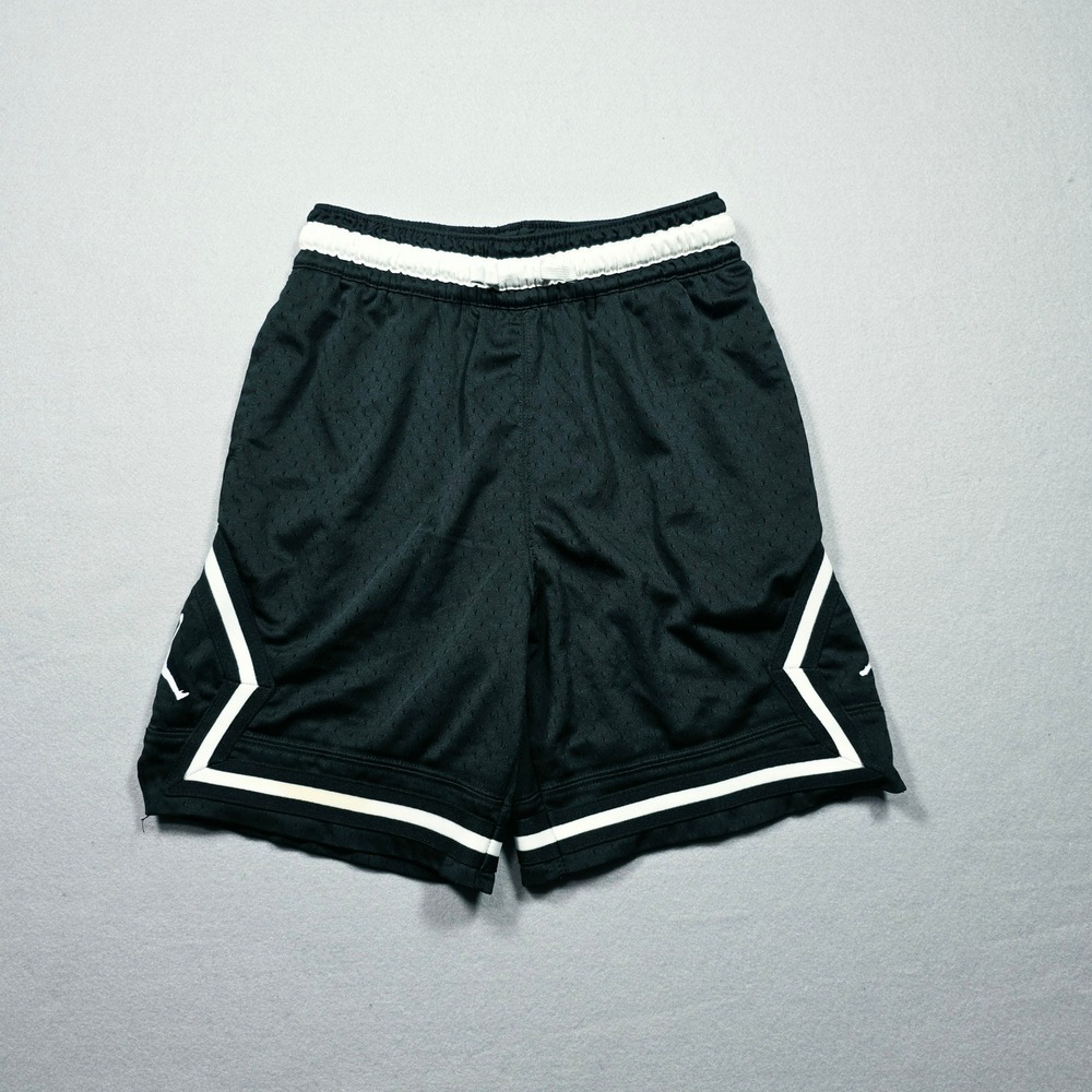 Jordan Diamond Mesh Basketball Shorts - Black White - Boys Size Med 10/12